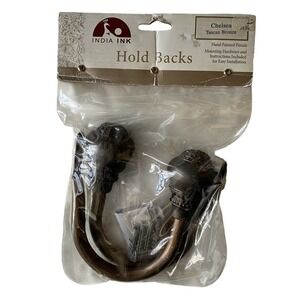India Ink Drapery Curtain Hold‎ Backs Chelsea Tuscan Bronze  Set of 2 NEW